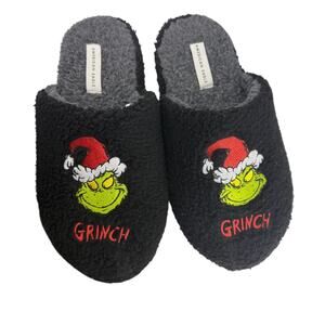 American Eagle Grinch Slipper Black Slip on Hard Sole Shoe Large 11-12